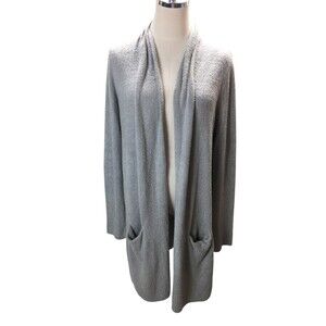 Barefoot Dreams Sweater Duster Large Women's Size Gray Plush Cardigan Chic Lite